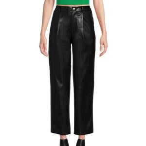 Womens Avec Les Filles Anthropologie Black Faux Leather Wide Leg Pants Sz Large